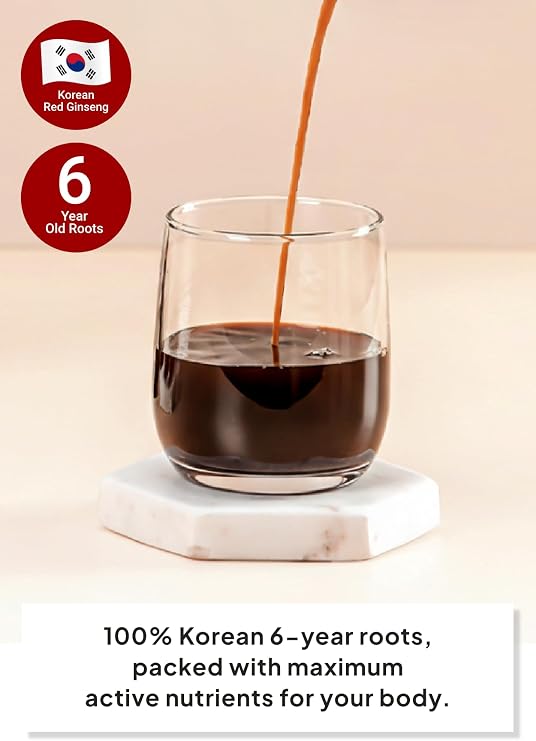 Korean Food Red Ginseng One Day Plus Stick, Traditional Ginseng, 100 Sticks | Traditional Korean red ginseng liquid drink sticks, individually wrapped in a premium 100-stick gift set.