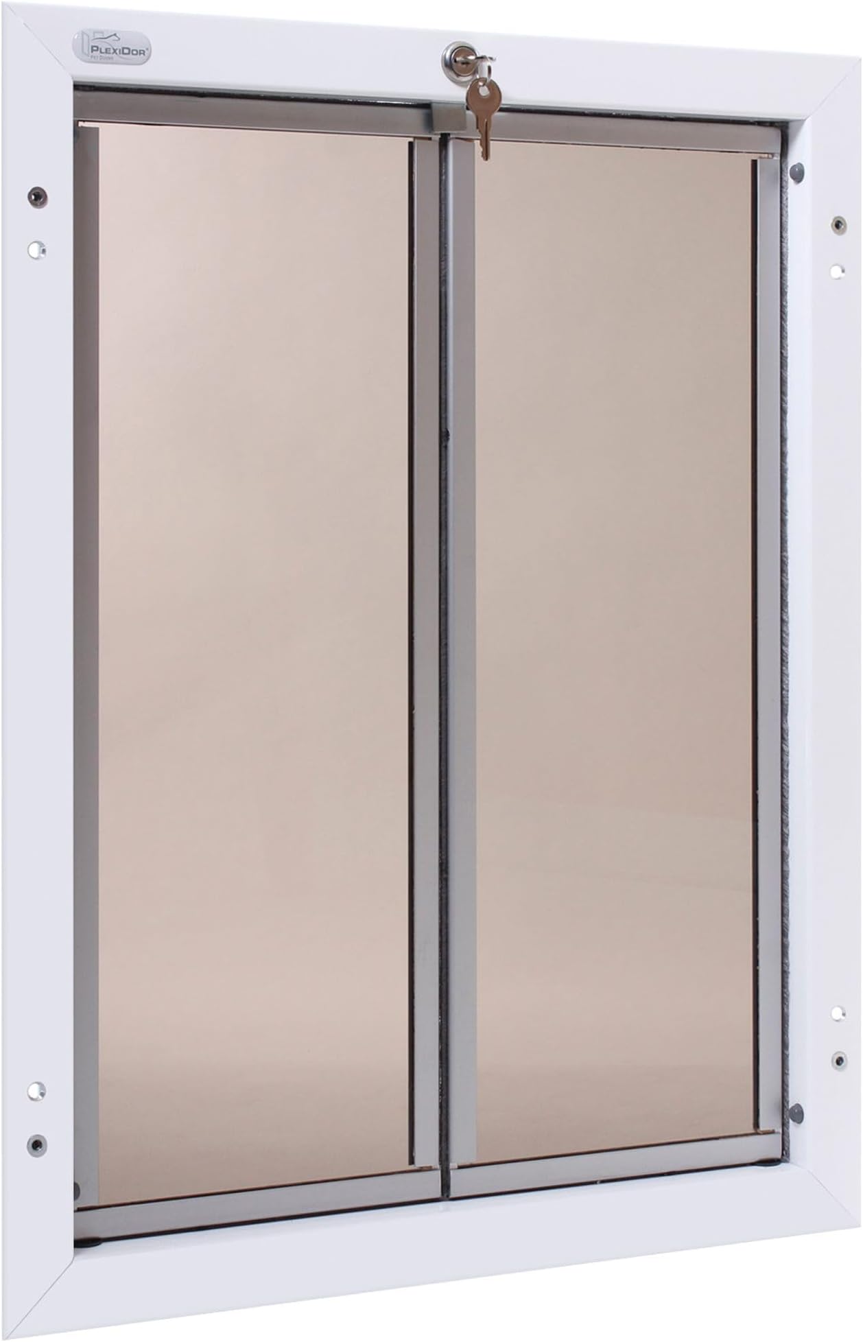 PlexiDor Performance Pet Doors for Dogs and Cats - Door Mount Dog Door with Lock and Key - White, X-Large Sizes