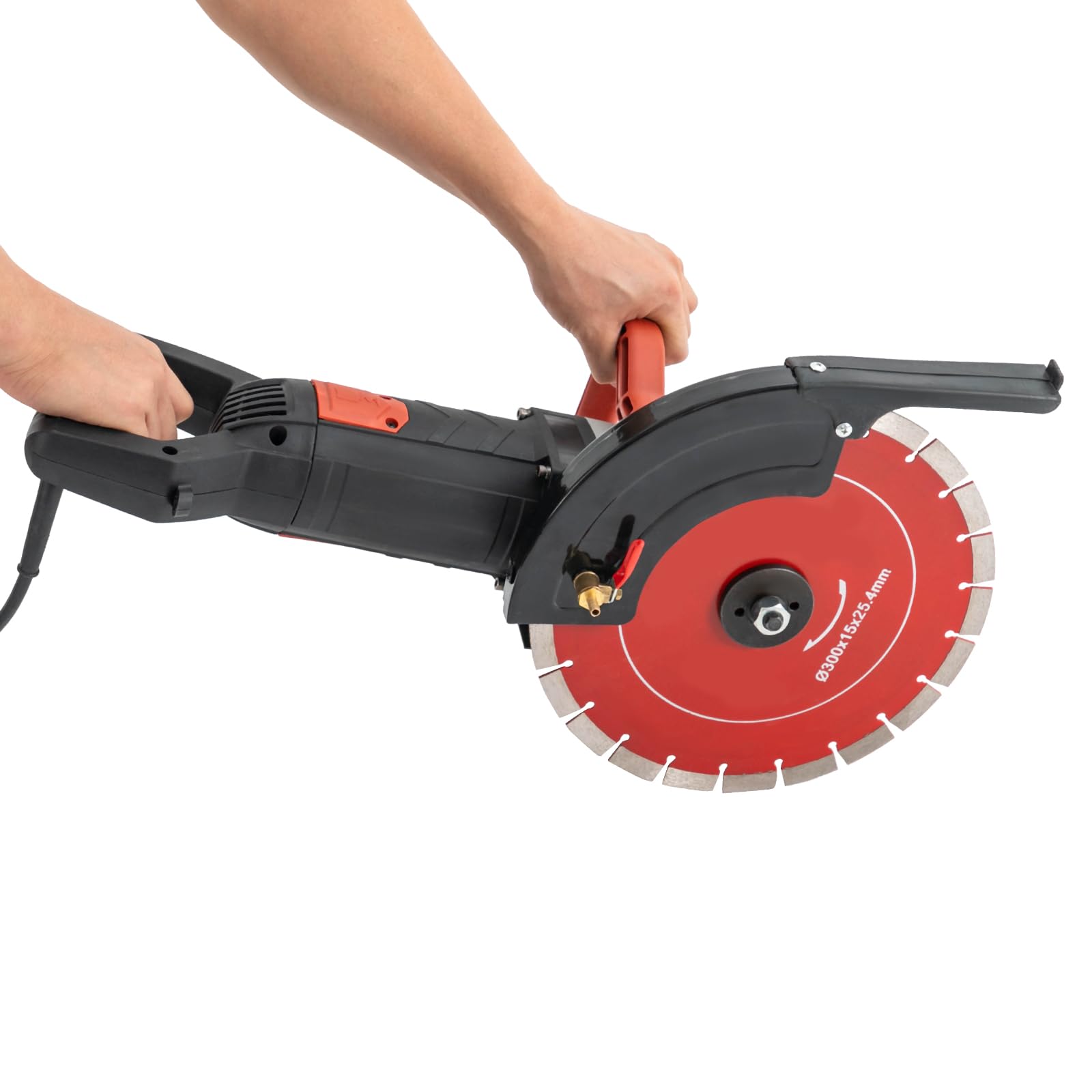 Maszyna do cięcia kamienia, 3000 W, elektryczna piła do kamienia z tarczą diamentową 12", 4300 obr./min, piła do cięcia na mokro, głębokość cięcia 110 mm, 2 x brzeszczoty, pompa ssąca wodna