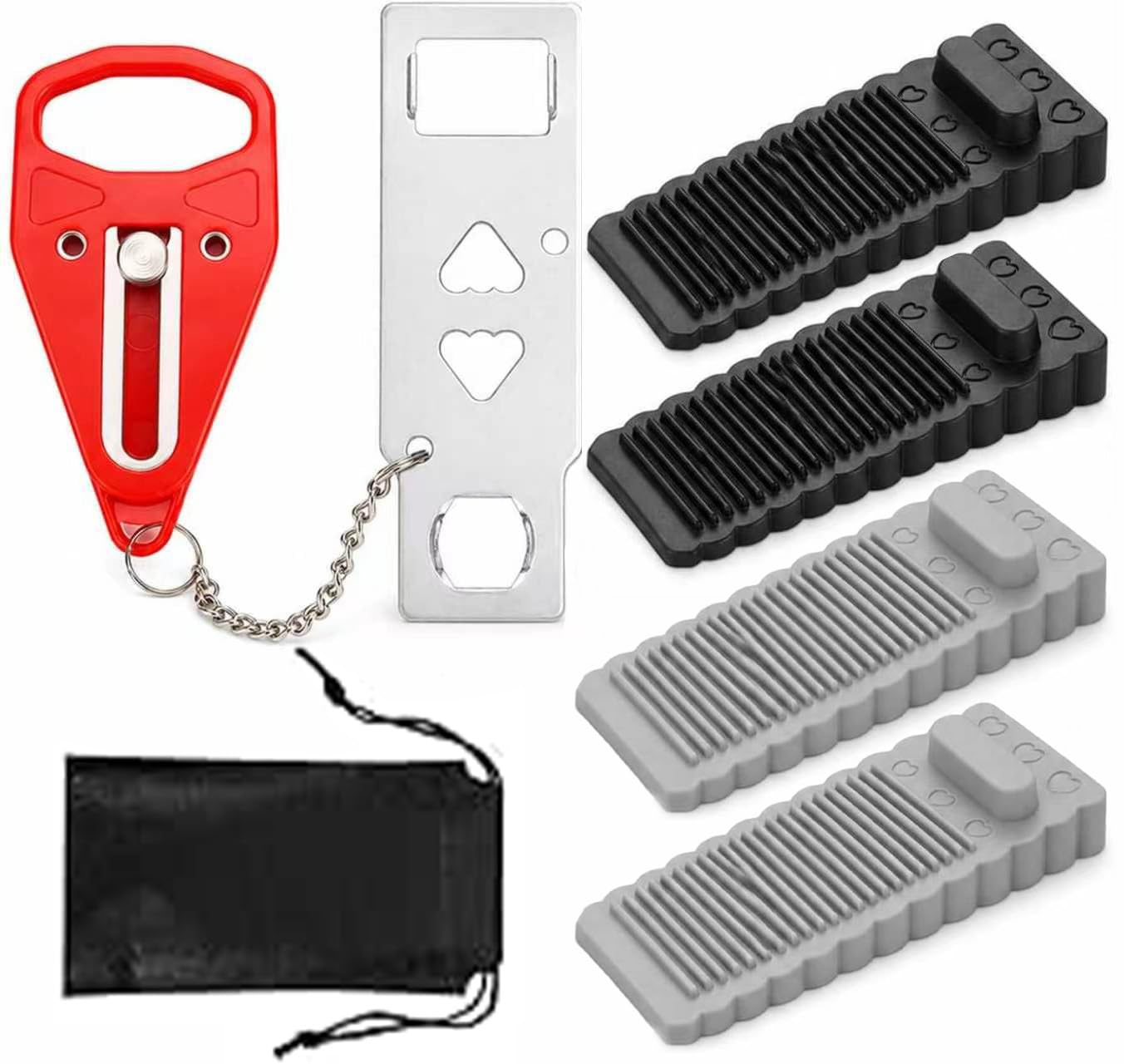 5 PCS Portable Door Lock, Anti-Theft Travel Door Lock with 4 Door's Stoppers and 1 Storage Bag for Home, Hotels and Travel Protection, Easy Install Hotel Door's Locks for Travelers and Students