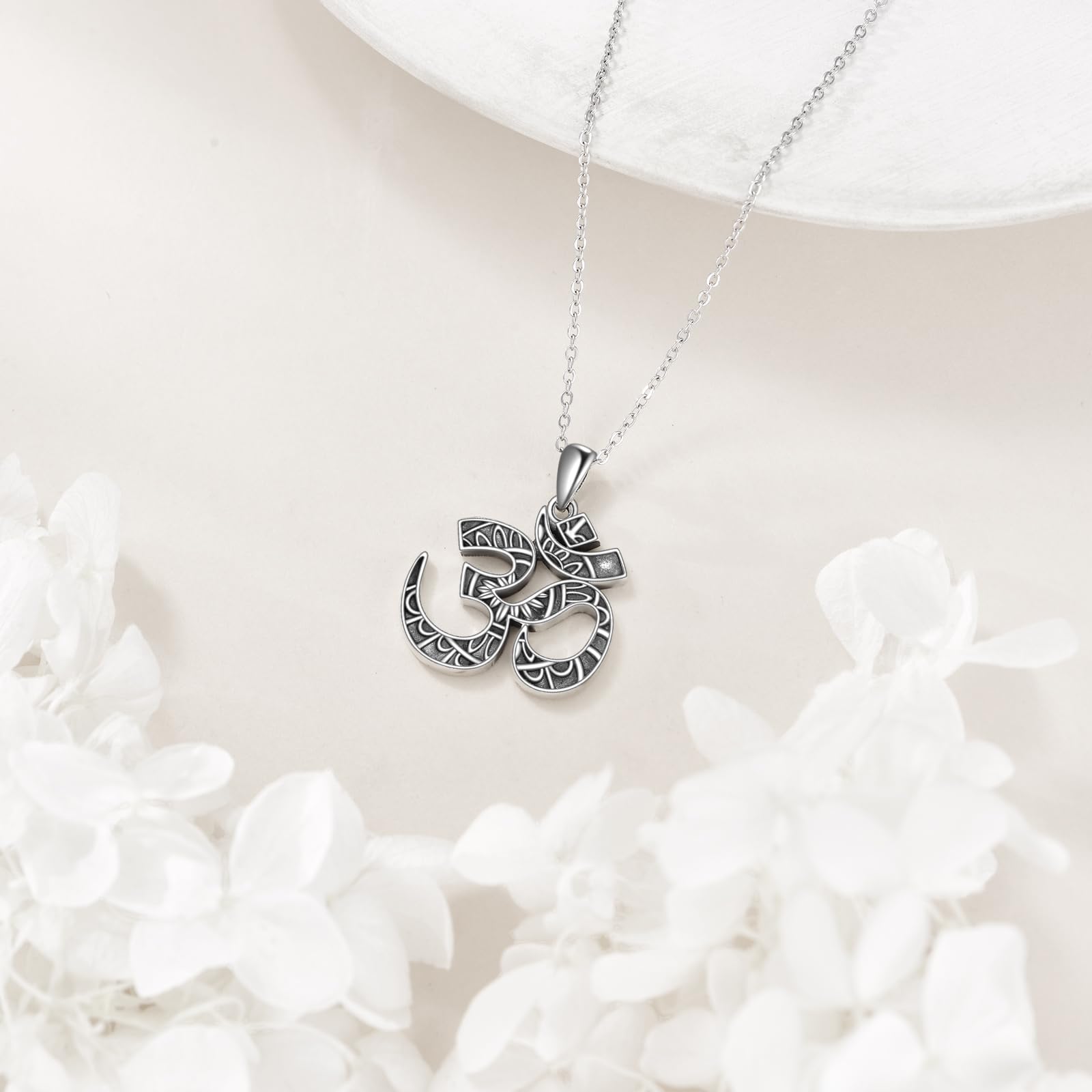ONEFINITY Om Kette 925 Sterling Silber Om Anhänger Yoga Aum Ohm Halskette Buddhistischer Schmuck Für Damen Herrn