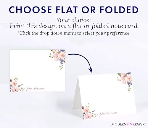 Miniatura 3 de Juego de papelería floral personalizado, papelería para mujeres, tarjetas de agradecimiento personalizadas, tarjetas de notas personalizadas, tu