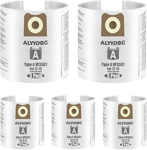 Paquete de 5 bolsas para aspiradora Ridgid Shop VF3502 Ridgid de 12 a 16 galones, bolsas de filtro de vacío Ridgid bolsas de alta eficiencia para