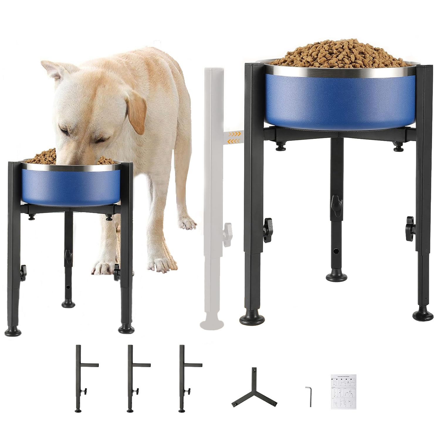 ADENGL Hondenbakstandaard voor middelgrote en grote honden, verhoogde hondenbakken, verstelbare breedte voor 18-27 cm brede hondenbakken, verhoogde hondenvoer en waterbak, 28 cm hoge hondenkomhouder