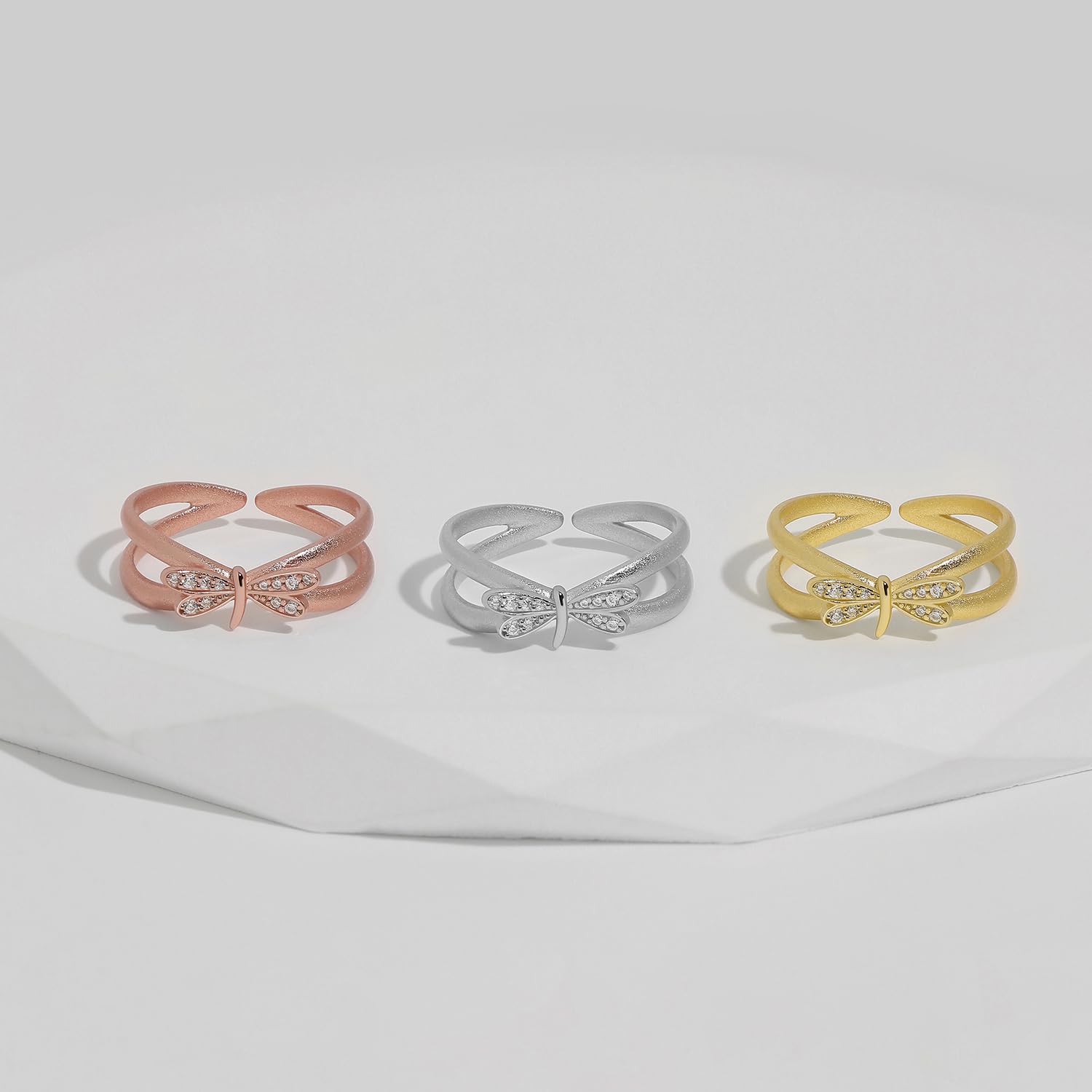 Meissa Anillo para Mujer de Libélula Ajustable Joyería en Plata de Ley 925 Disponible en Oro Plata y Oro Rosa Regalo para Niñas Mujeres Adolescentes