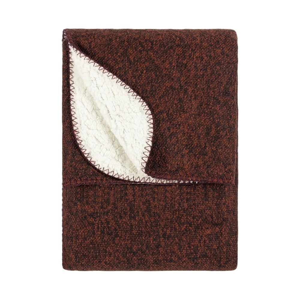 Furn. Rust Nurrel Knitted Throw, 130Cm X 180Cm