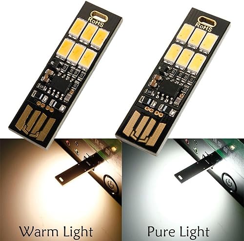 Miniatura 3 de Yitee Llavero de luz USB Super brillante SMD LED Mini puerto USB Luz de noche portátil ultra delgada 6-LED Interruptor de atenuación táctil 5