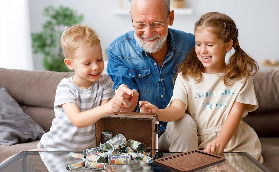 Image of JAYTOP Money Saving Box for Adult 100000, Piggy Bank 100000 for Kids Boys and Girls, Money Box, Wooden Money Bank, Gullak with Carved Design, 1 Lakh Money Savings Box (100000)