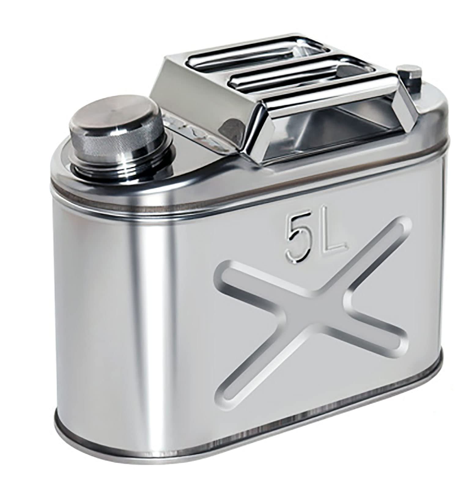 304 Rostfreier Stahl Benzinkanister aus Metall 5L-20 Liter Benzin Kanister Kraftstoffkanister Tragegriff Träger zur Lagerung von Kraftstoff Benzin Diesel Öl Motorrad Tank(Size:5L)