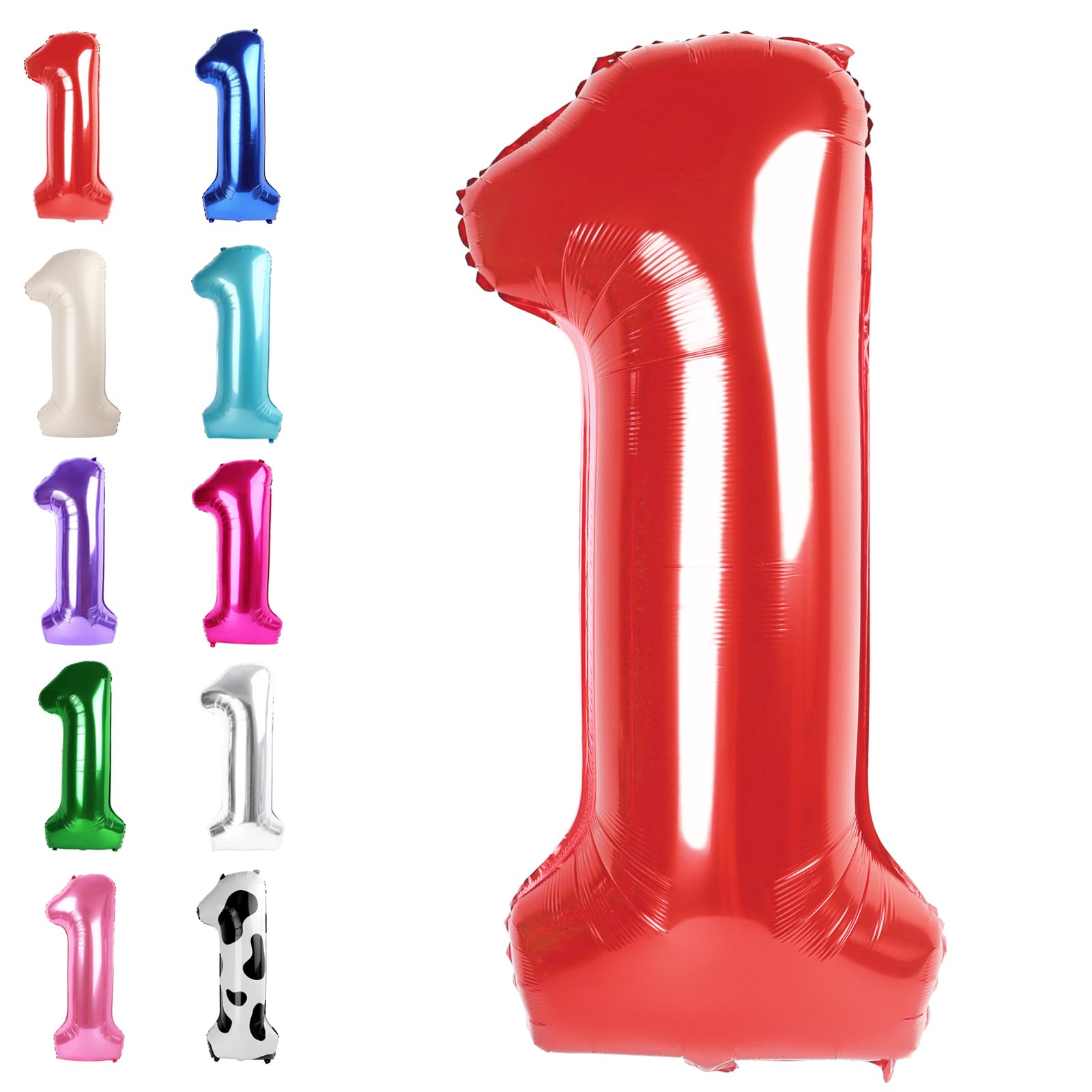 Red Number 1 Balloon 40 inch, Number 1 Birthday Balloon for Boy Girl, Red Foil One Balloon for 1st 10 11 12 16 18 Birthday Party, Anniversary