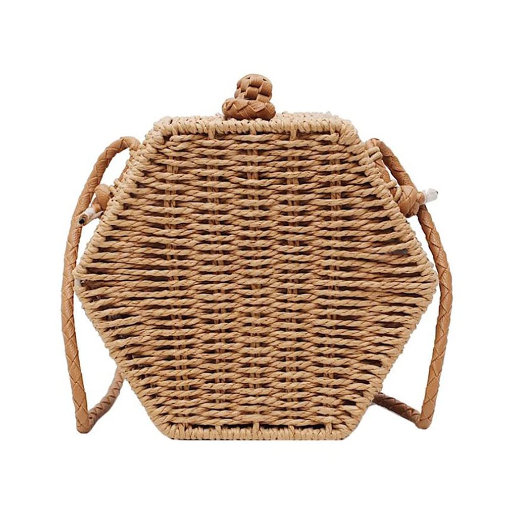 NIBD Handwoven Square Straw Rattan Bag Retro Straw Portable Small Box Woven Womens Cross Body Bag Shoulder Messenger Satchel