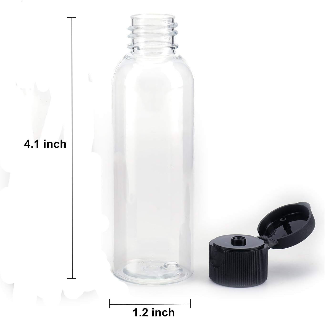 Bekith 30 Pack 2 oz Plastic Empty Lotion Containers Clear Travel Bottles with Black Flip Cap and 10 Funnels for Shampoo, Conditioner, Lotion