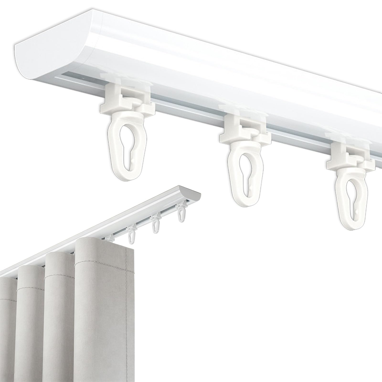 Aluminium Ripplefold Snap Curtain Track with Tape Set, Ceiling Mount Ultra-Thin Rail, 100-600cm Mounted Tracks System for Curtains(110CM(3.6FT),125mm)