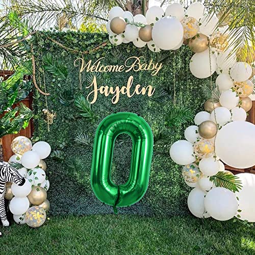 Image of TONIFUL 40 Inch Dark Green Large Numbers Balloon 0-9,Foil Mylar Big Number Balloon Digital 0 for Birthday Party,Wedding, Bridal Shower Engagement Photo Shoot, Anniversary