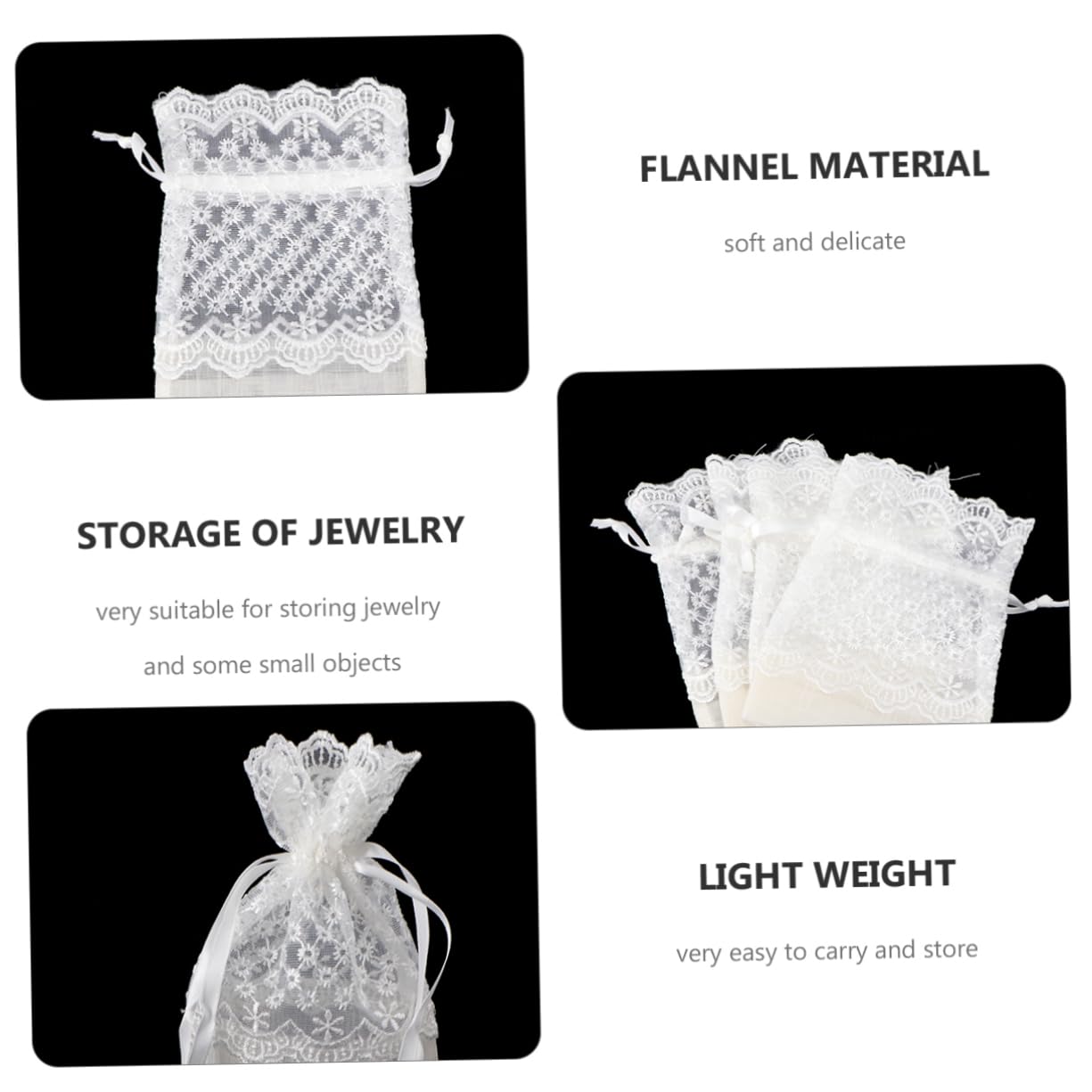 FOMIYES 3 Ensembles En Dentelle De Corde De Bijoux En Fil Flammé En Filet Transparents Pour En Organza De Faveur De Fête Pochettes De Bonbons 12 pièces * 3