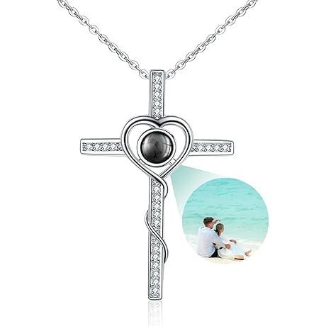 Personalized Photo Projection 'I Love You' Necklace for Loss of Loved One