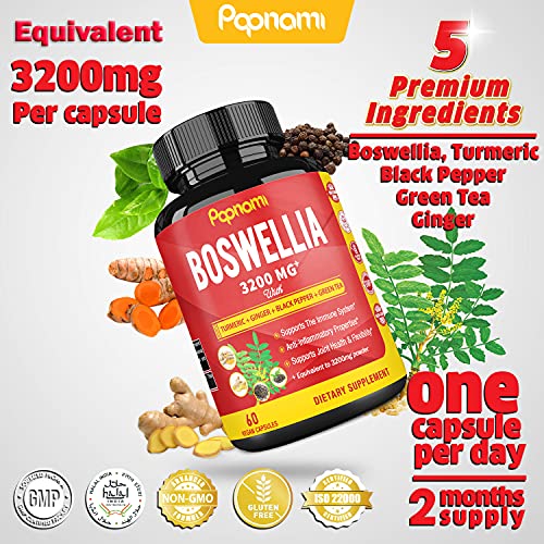 Boswellia Serrata Extract Capsules equivalent to 3200mg with Turmeric, Ginger, Black Pepper, Green Tea | Joint Back… - Image 8