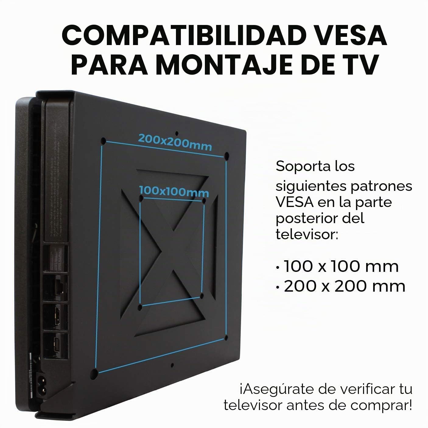 HumanCentric Soporte PS4 para PS4 Slim + 2 Soportes para Mando, Montaje en la Pared o en la Parte Posterior del televisor