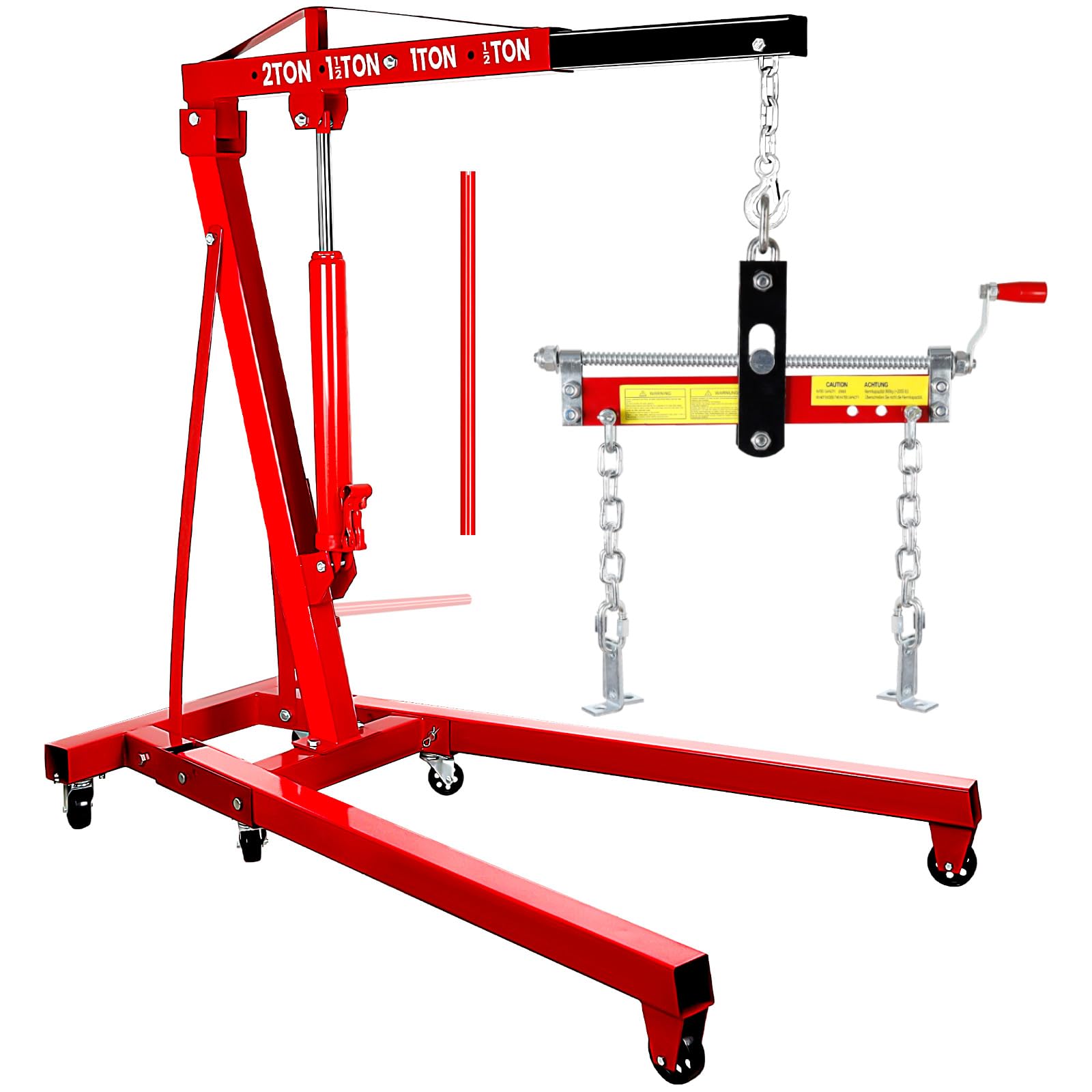 Condition photo showing Good Condition for 6000LBS Engine Hoist, Cherry Picker with 8 - Ton Hydraulic Pump, Alloy Steel Cherry Picker Engine Hoist, Foldable Engine Lift with 6 Casters, 2.5mm Reinforced Frame for Workshop (2T)