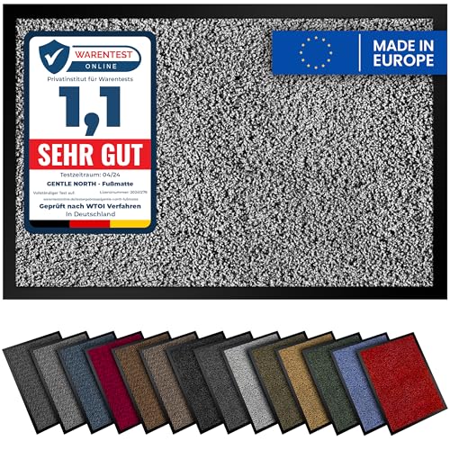 Gentle North Hochwertige Fußmatte hellgrau 40x60 groß für...