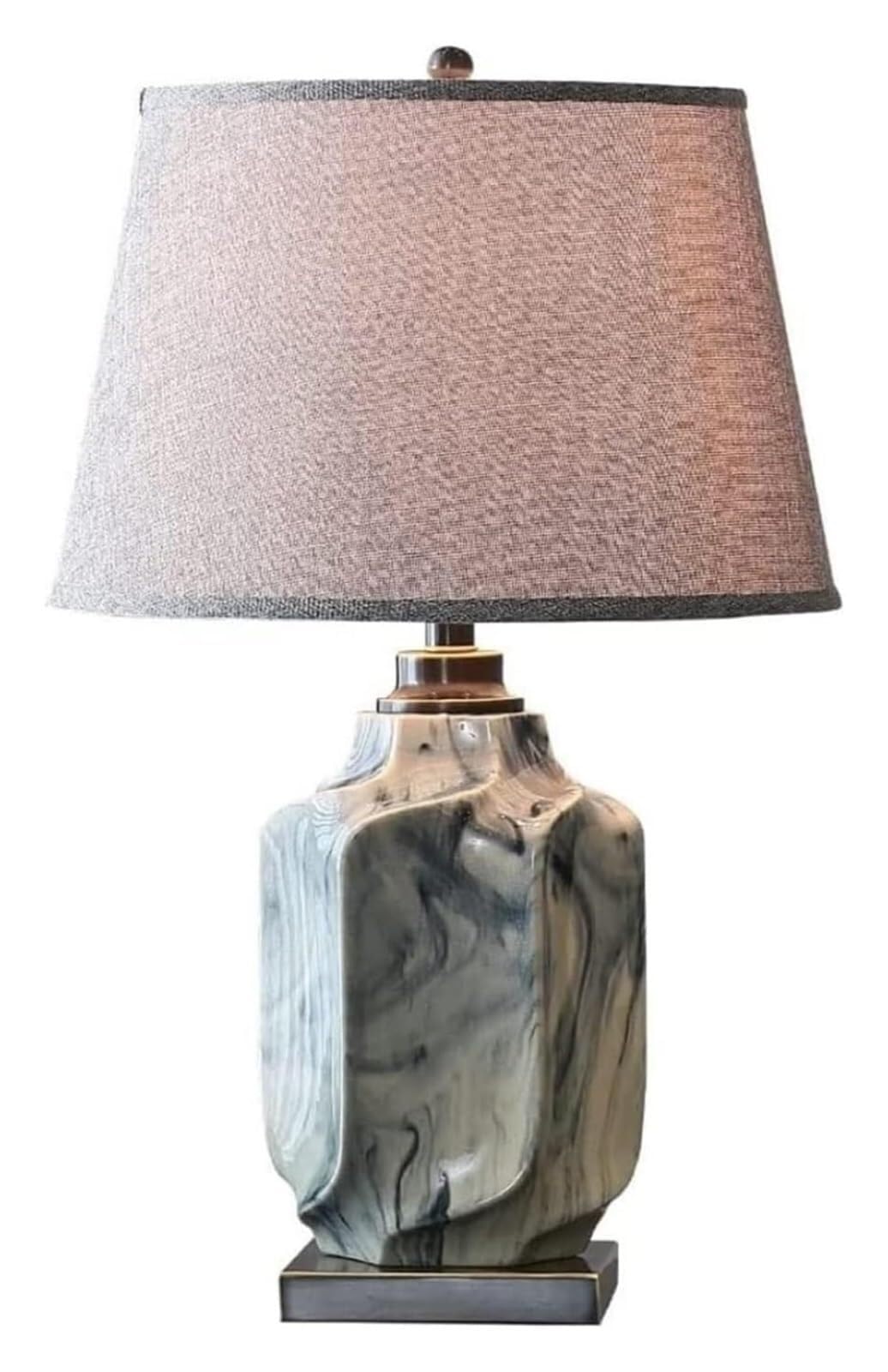 HYHDDM Chinese Style Ice Crackle Ceramic Brass Table Lamp, Modern American Fabric Shade Bedside Lamp for Bedroom Study(Dimming Switch,40 * 67cm)