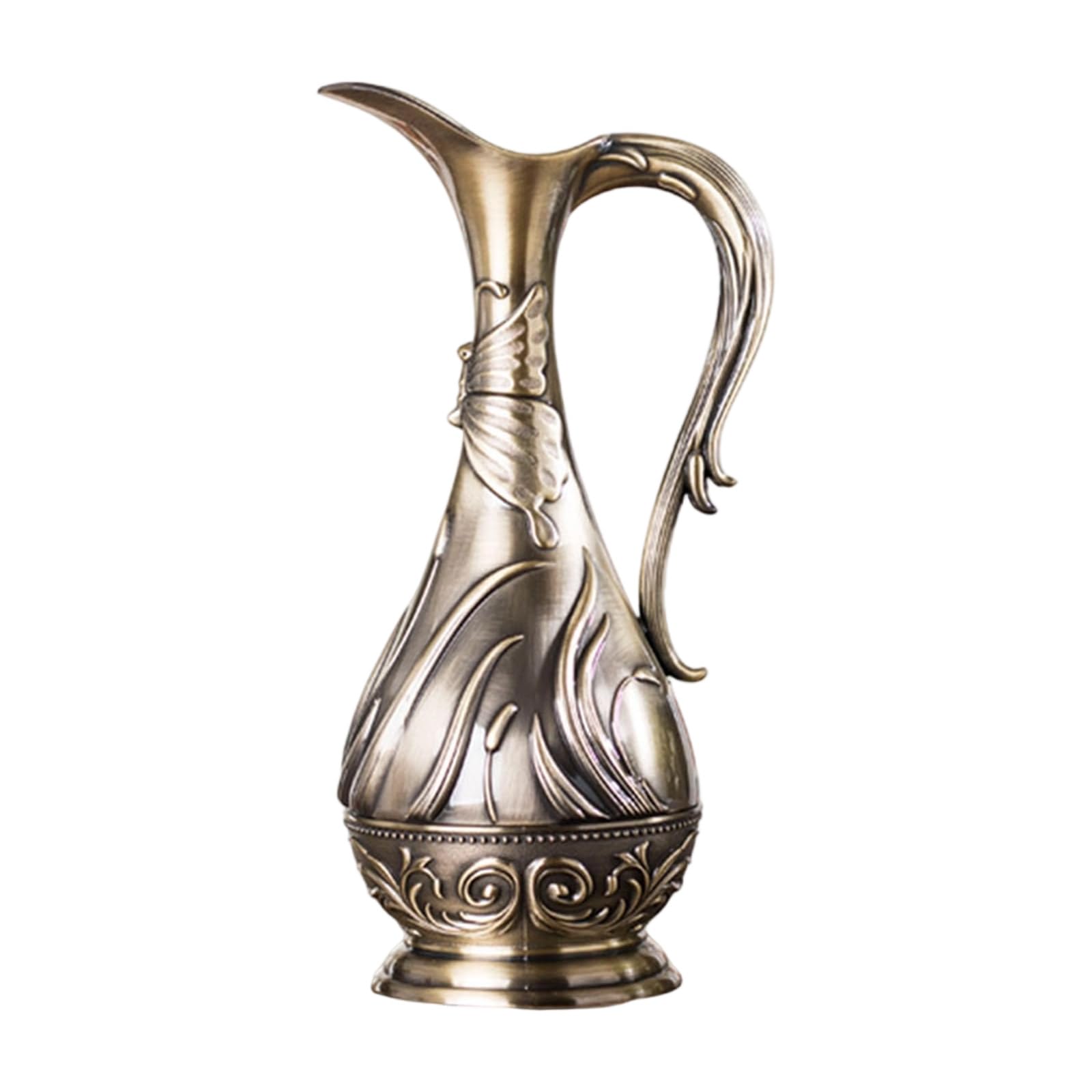 Yhplxyuus Carving Metal Decorative Bronze Vases Flower Arrangements Container for Home Accent Table Centerpieces Planter Pots Embossing Metal Vases