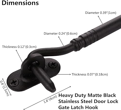 Miniatura 3 de Gancho y pestillo para puerta de granero de 8 pulgadas, resistente, sólido, extragrueso, cerradura de puerta corrediza, pestillo de privacidad para