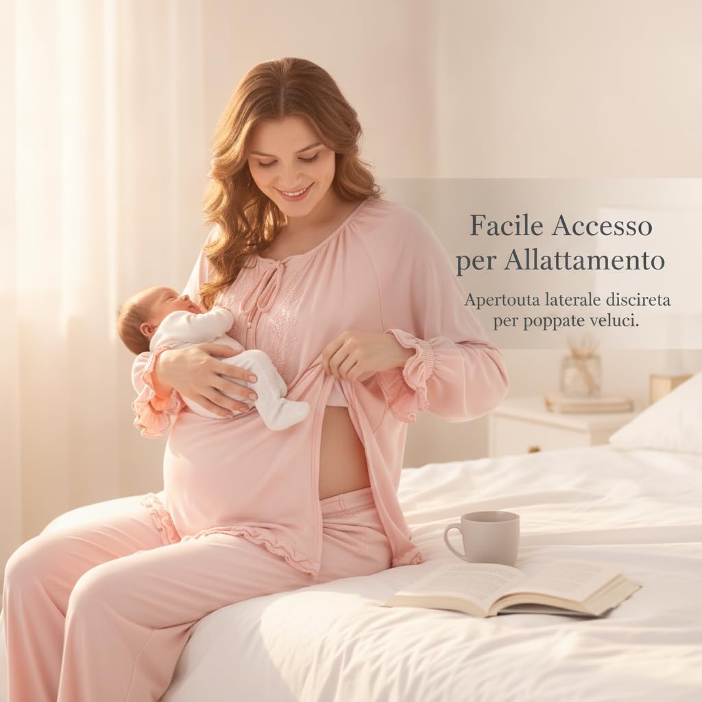 Pigiama Donna per, Due Pezzi in Fibra Modale e Spandex, per l'Estate, L
