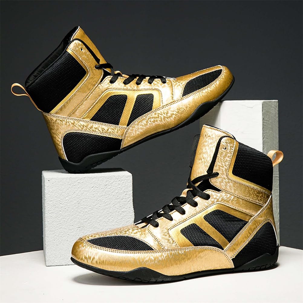 Zapatillas De Boxeo Y Lucha para Hombre, Transpirables, Entrenadores De Boxeo, Unisex, para Adultos, De Artes Marciales, Atléticas, De Fitness Y Culturismo,Amarillo,43 EU