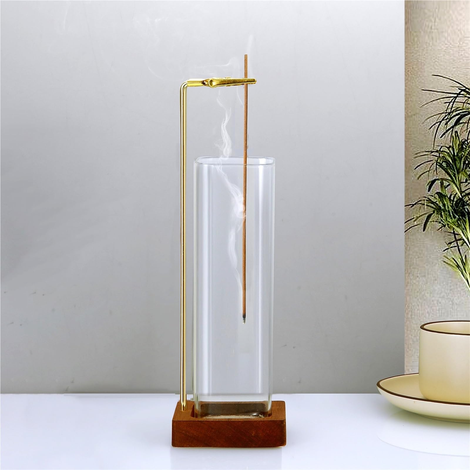 1Pcs Incense Holder for Sticks with Glass Ash Catcher Anti-Ash Flying Burner for Yoga Home Decor für Meditation/Yoga