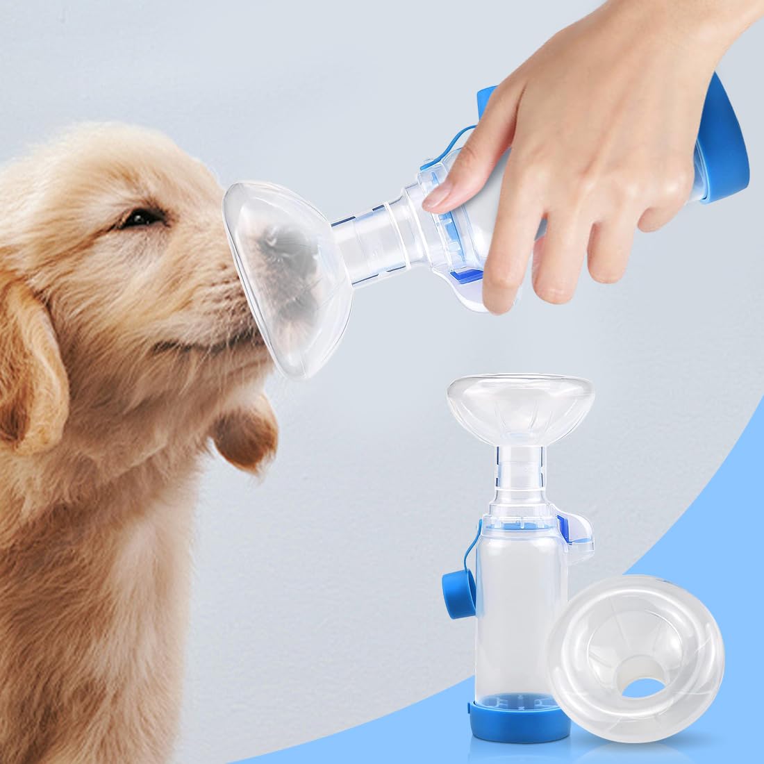 Yuragim Espaciador de inhaladores para mascotas con 2 tamaños de máscaras para gatos y perros