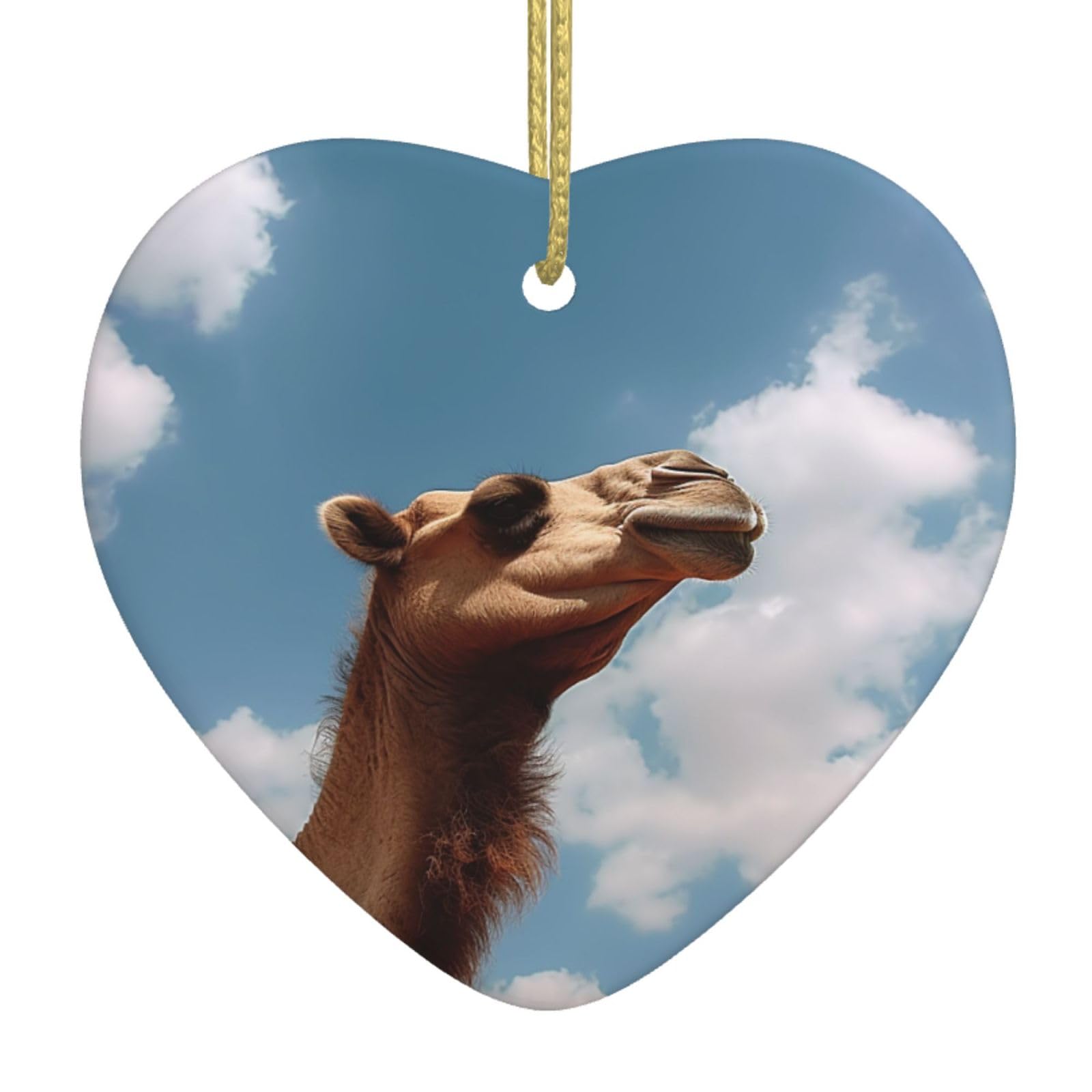 Ceramic Christmas Tree Hanging Ornaments with Gold Ropes Christmas Tree Decorations Heart Ceramic Animal Pendant Keepsake Decorations for Holiday Xmas Gift Ideas