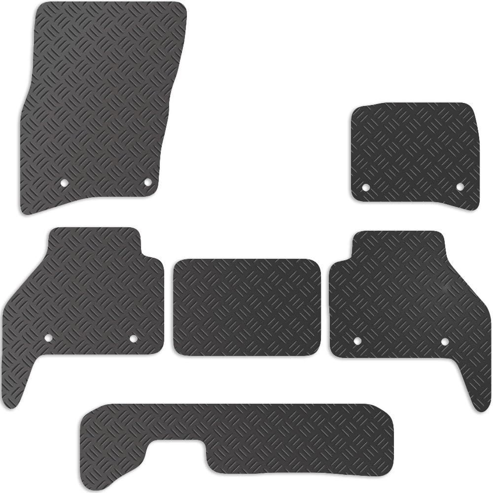 Carsio Rubber Car Mats For LandRover Defender 110 2020+ Onwards Tailored Fit Floor Mat Set Complete Accessory Black Custom Fitted - All Weather & Heavy Duty, Anti-Slip Backing with Clips
