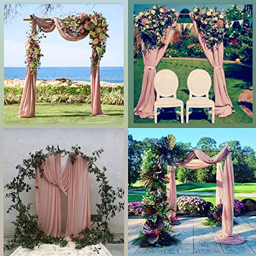 Socomi Wedding Arch Draping Fabric 2 Panels 29" X 19Ft Dusty Rose Sheer Chiffon Curtain Drapes 6 Yards For Wedding Ceremony Birthday Party Decoration #TOP4