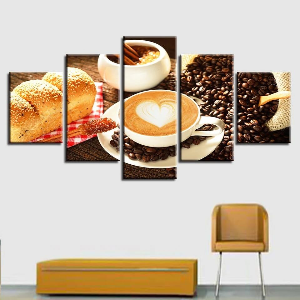 Tasse a cafe et grains de cafe sur tableau decoration murale pour embellir un mur
