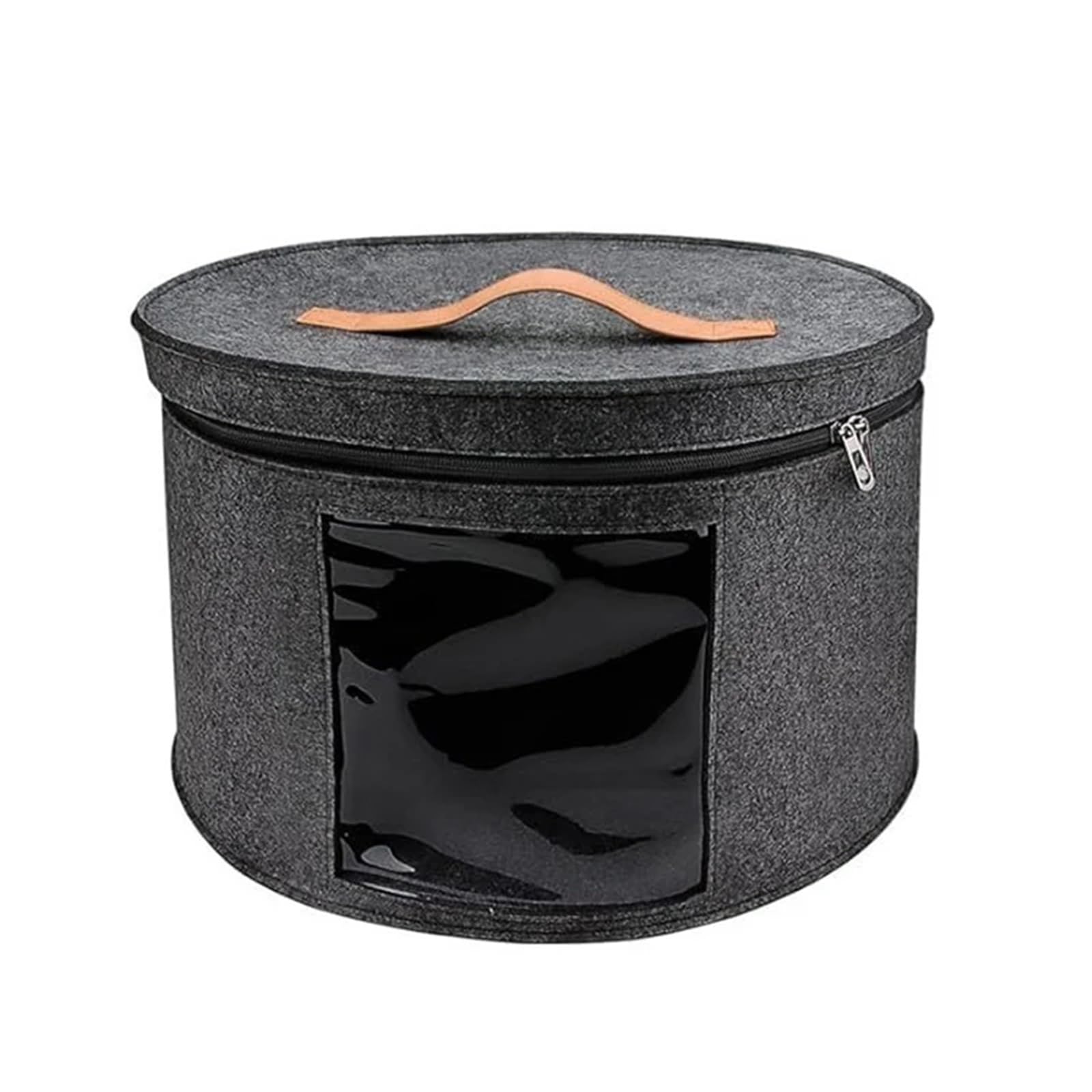 Hut Aufbewahrungsbox Fall Haushalt Runde Filz Lagerung Hüte Eimer Kleidung Organizer mit Reißverschluss Deckel Reisetaschen für Schrank oder Reise(Dark gray)