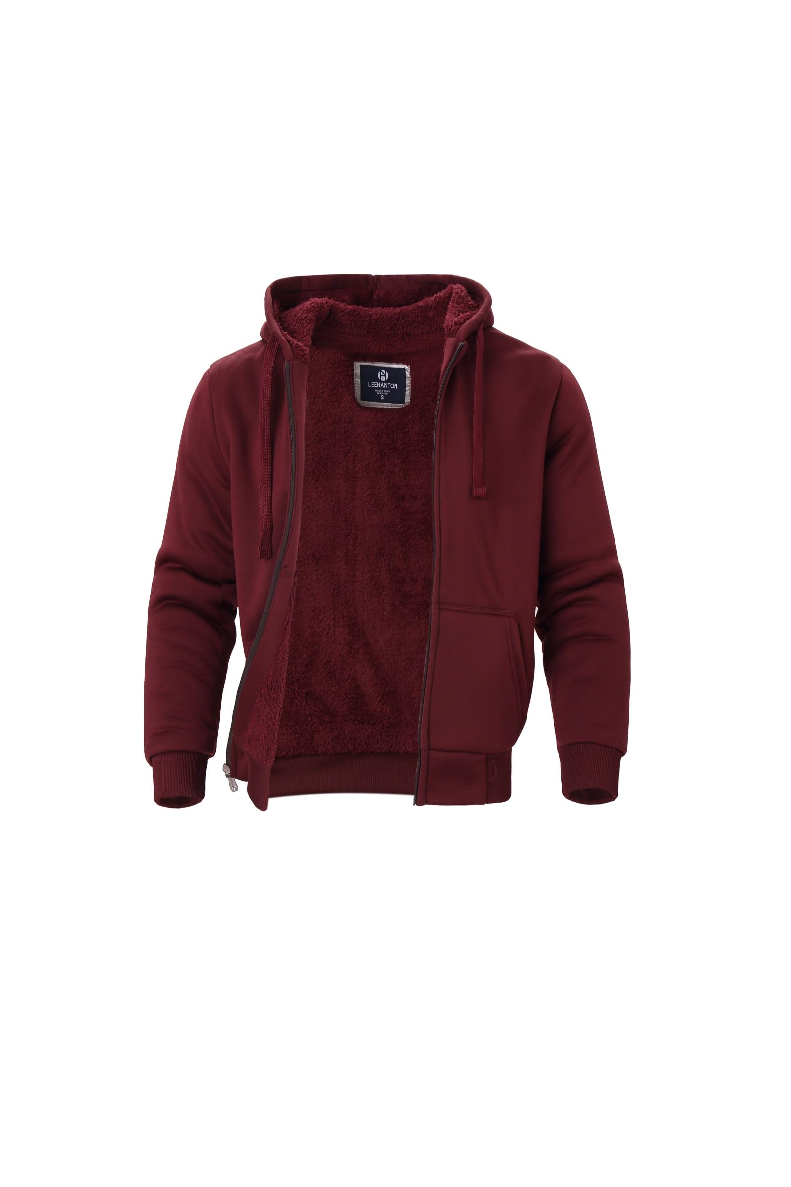 LeeHanTon Heavyweight Hoodies for Men Jackets Comfy Sherpa Lined Zip Up Hoodie Coats with Pockets Outerwear