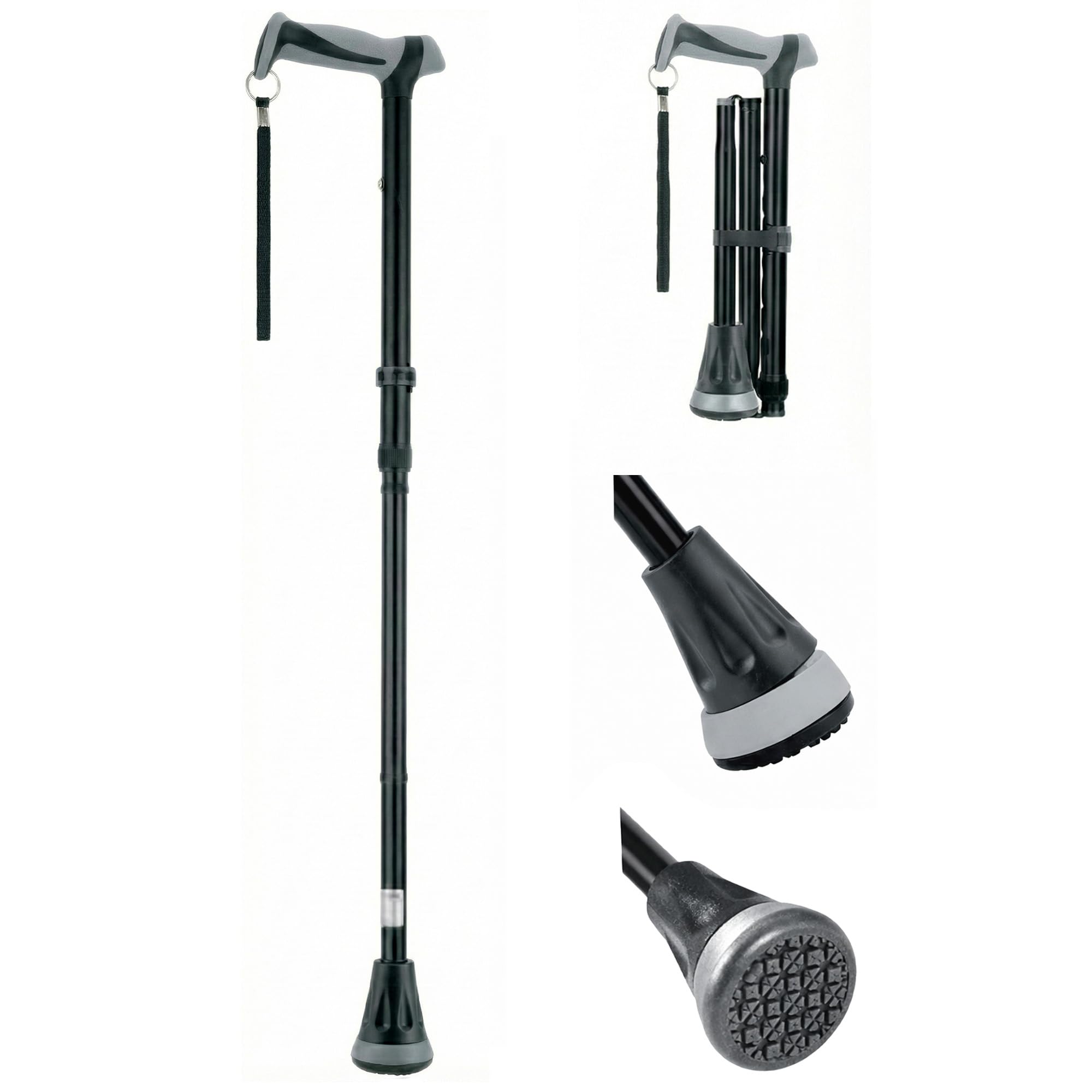 Life All-Terrain Walking Stick with Ergonomic Palm-Comfort Handle, Adjustable & Foldable Lightweight Cane with Pivoting Shock-Absorbing Non-Slip Base, Balance & Mobility Support for Men & Women-image-11