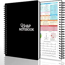 Caderno H&P - Caderno de história médica e física para profissionais e estudantes de medicina, terminologia médica inclusiva, cabe em capa branca, papel grosso de 100 g/m², A5 (15 x 21,8 cm) (preto)