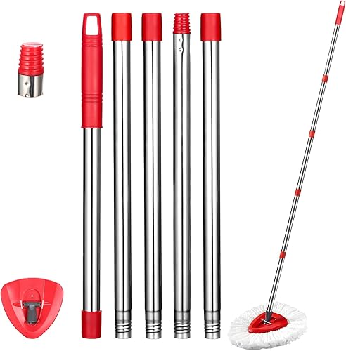 Juego de mango de repuesto de 5 secciones mango de repuesto de 25 a 6 pies con 1 base de trapeador compatible con trapeador giratorio O-Cedar para