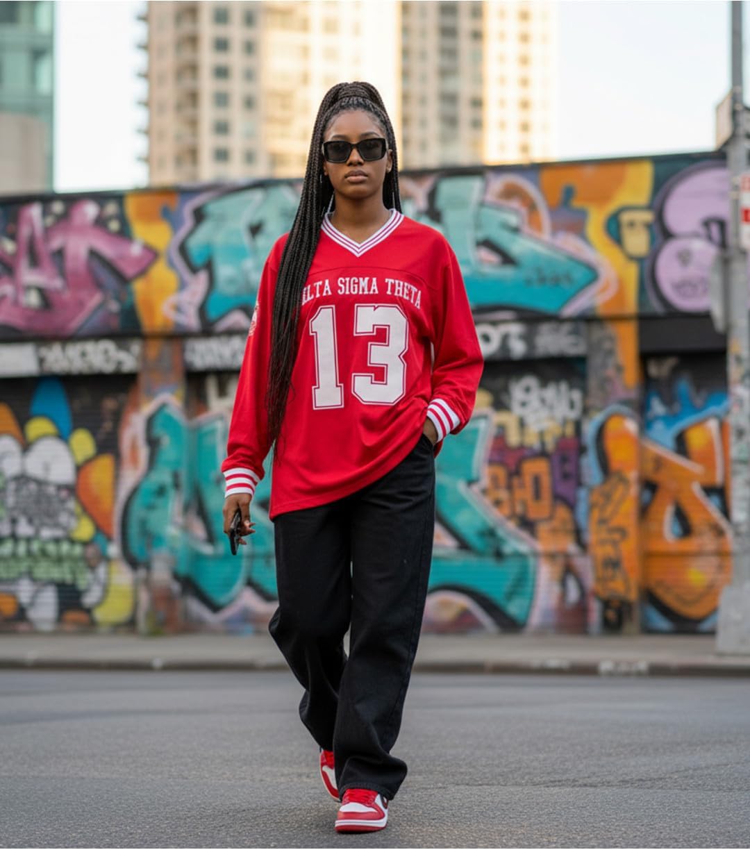 Big Boy Delta Sigma/Σ Theta Divine 9 S1 Long Sleeve Jersey [Long Sleeve - Red] - ID#75489-143-208-0-7