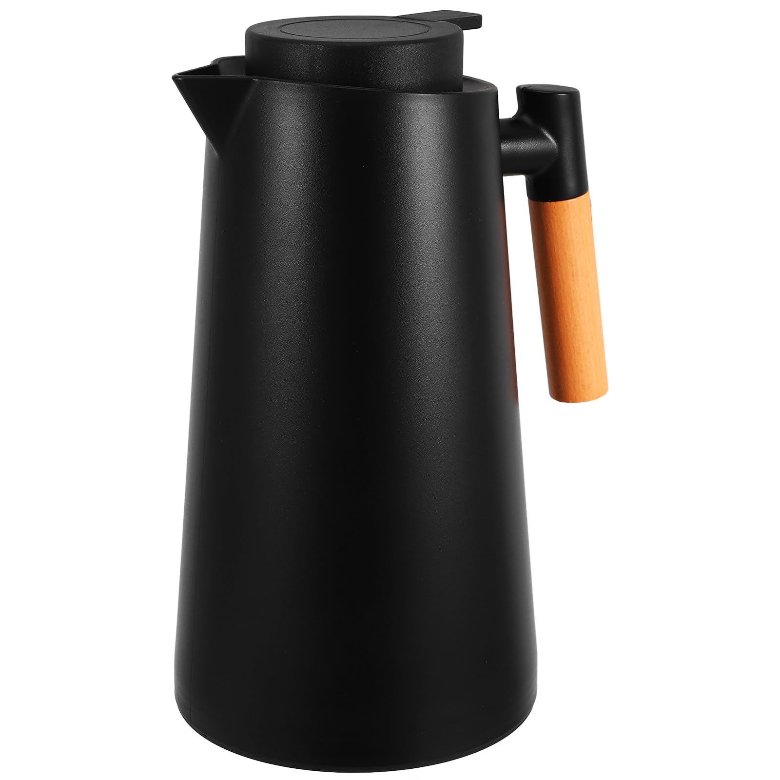 Amosfun Isolierte Thermoskanne mit Holzgriff Vakuumglas Kaffeekanne für Heiße Kalte Getränke Haushaltswasserflasche mit Deckel und Griff