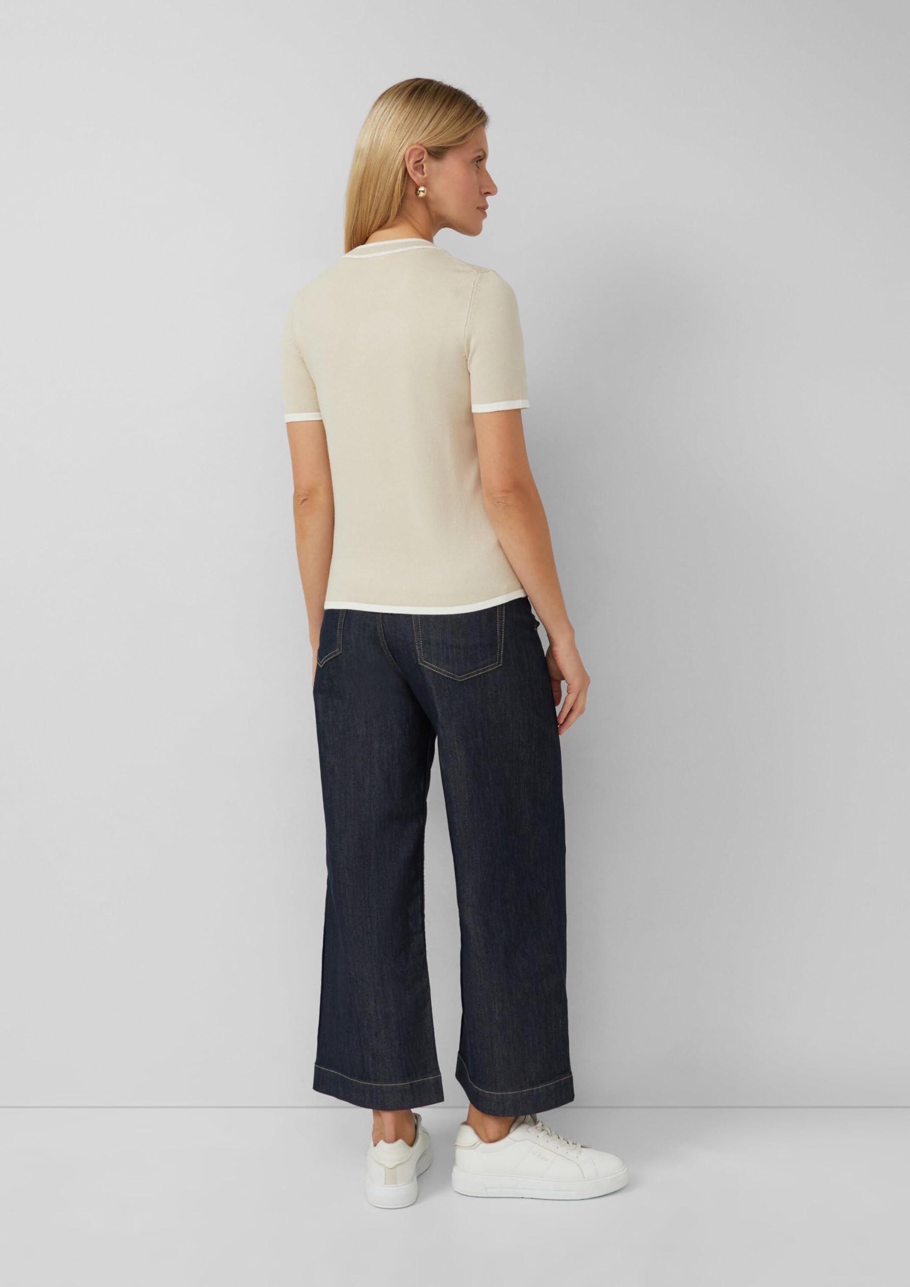 s.Oliver Damen Kurzärmeliger Strickpullover mit Kontrastdetails Pullover Kurzarm (1er Pack)