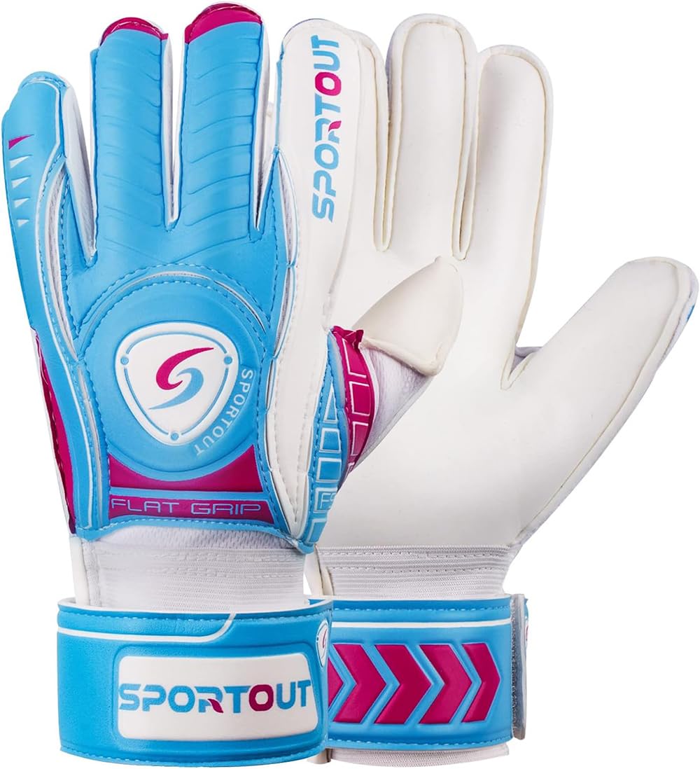 Sportout Goalkeeper Gloves with Fingersave, Breathable Soccer Goalie Gloves, 4mm Latex, for Kids, Youth and Adult