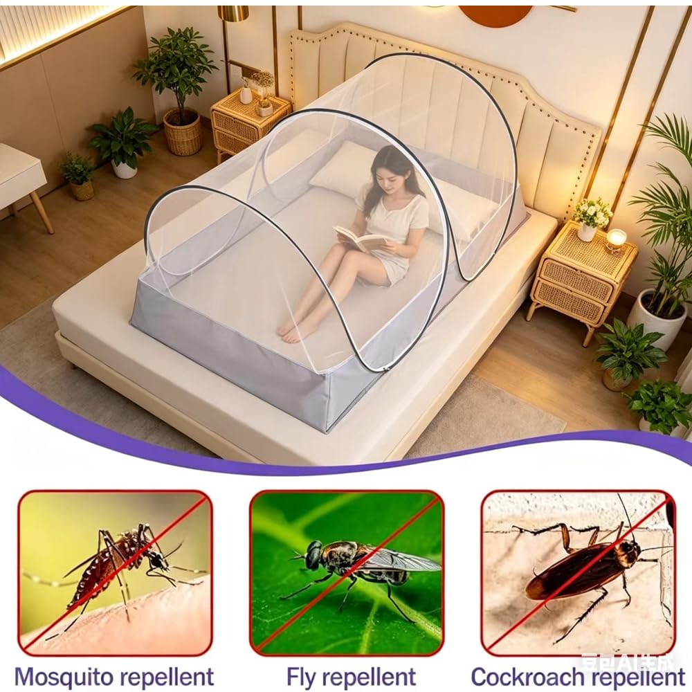 Mosquitera desplegable 200 x 100 x 73 cm, mosquitera plegable, para viajes, hogar, camping al aire libre, cómoda, rápida y portátil