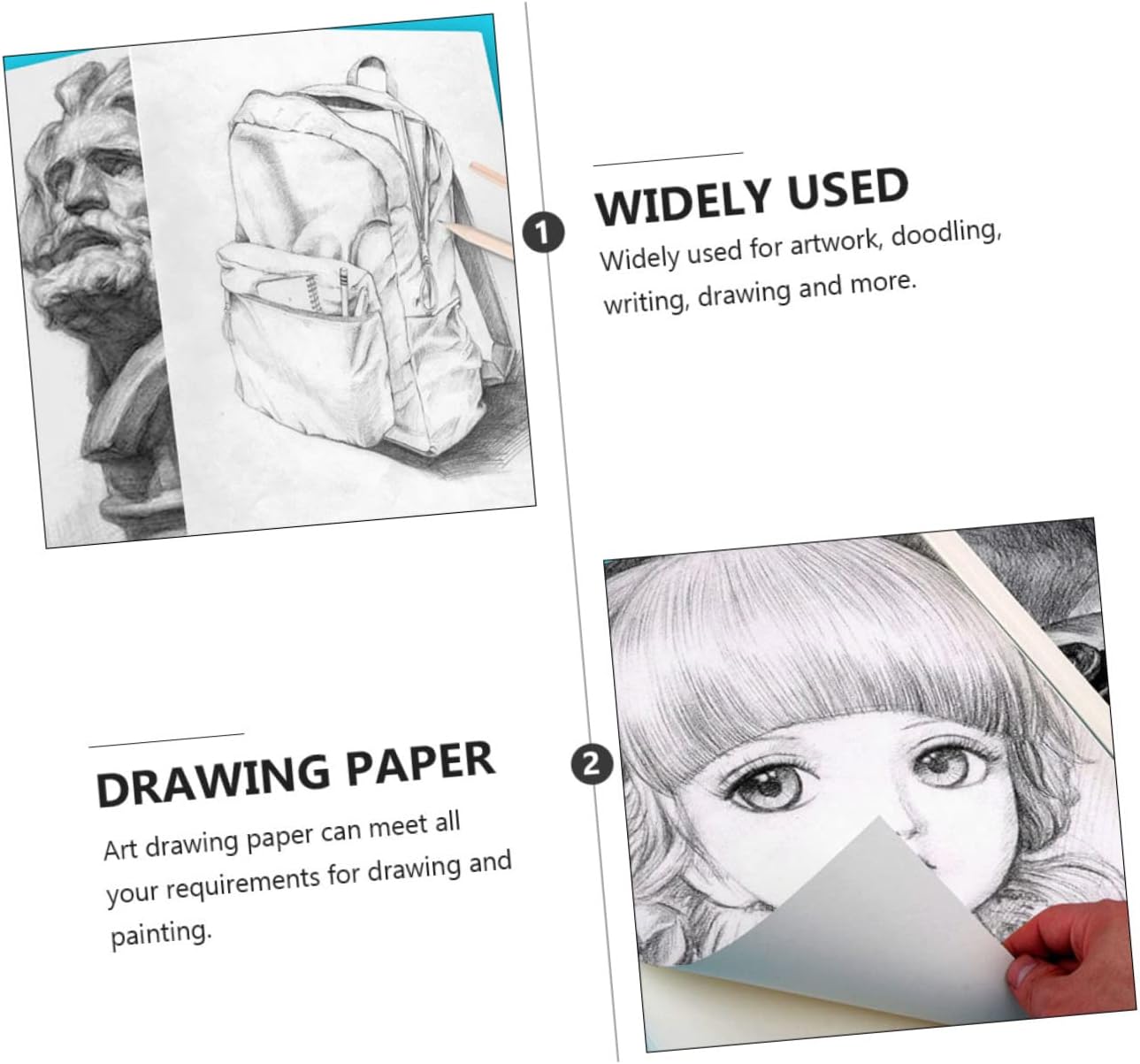 DOITOOL 40sheets Bulk Drawing Paper Watercolor Paper for Boys and Girls Adults Easel Blank Painting Lightweight Portable Art Supplies