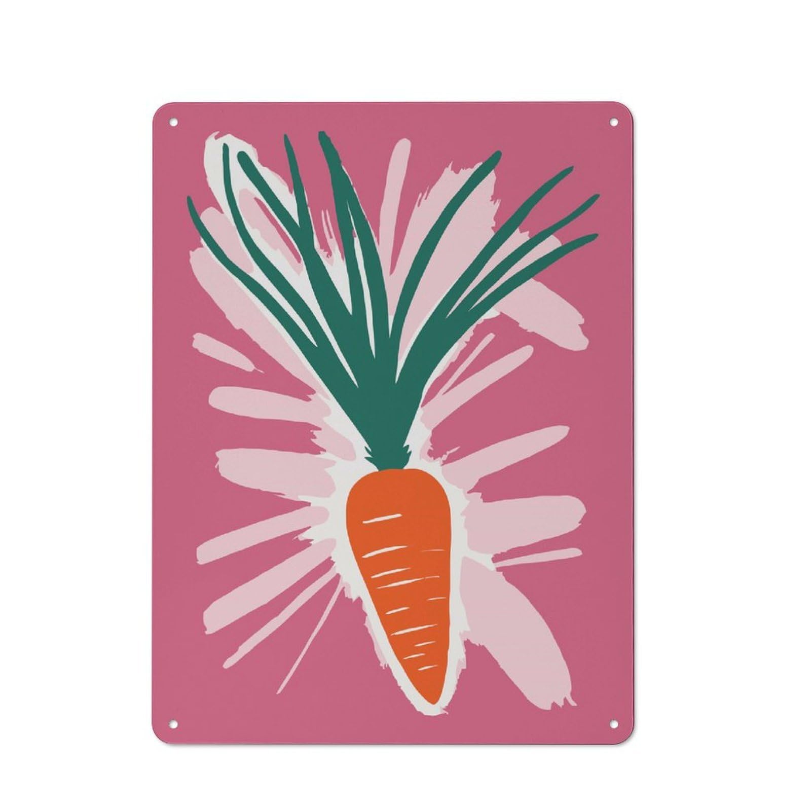 Junmoney Style-16 Carrot Illustration Tin Sign 40X30cm For Living Room Wall, Rustic Wall Decor, For Living Room Decor Lovers
