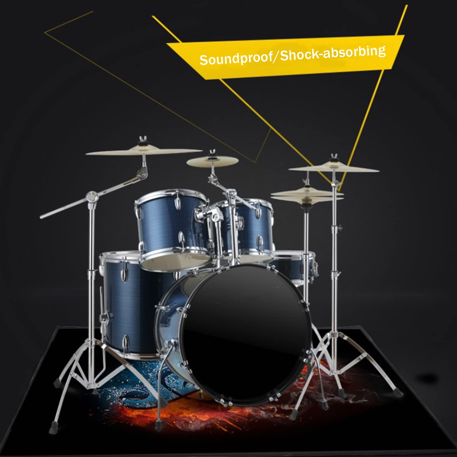 Schlagzeugteppich Rund, Schlagzeug Teppich 120 cm, Schallschutzmatten, Schalldichte Teppich rutschfest Matte für Schlagzeug Drum Trommel Piano Klavier Schallschutz Teppich(Color:#2)