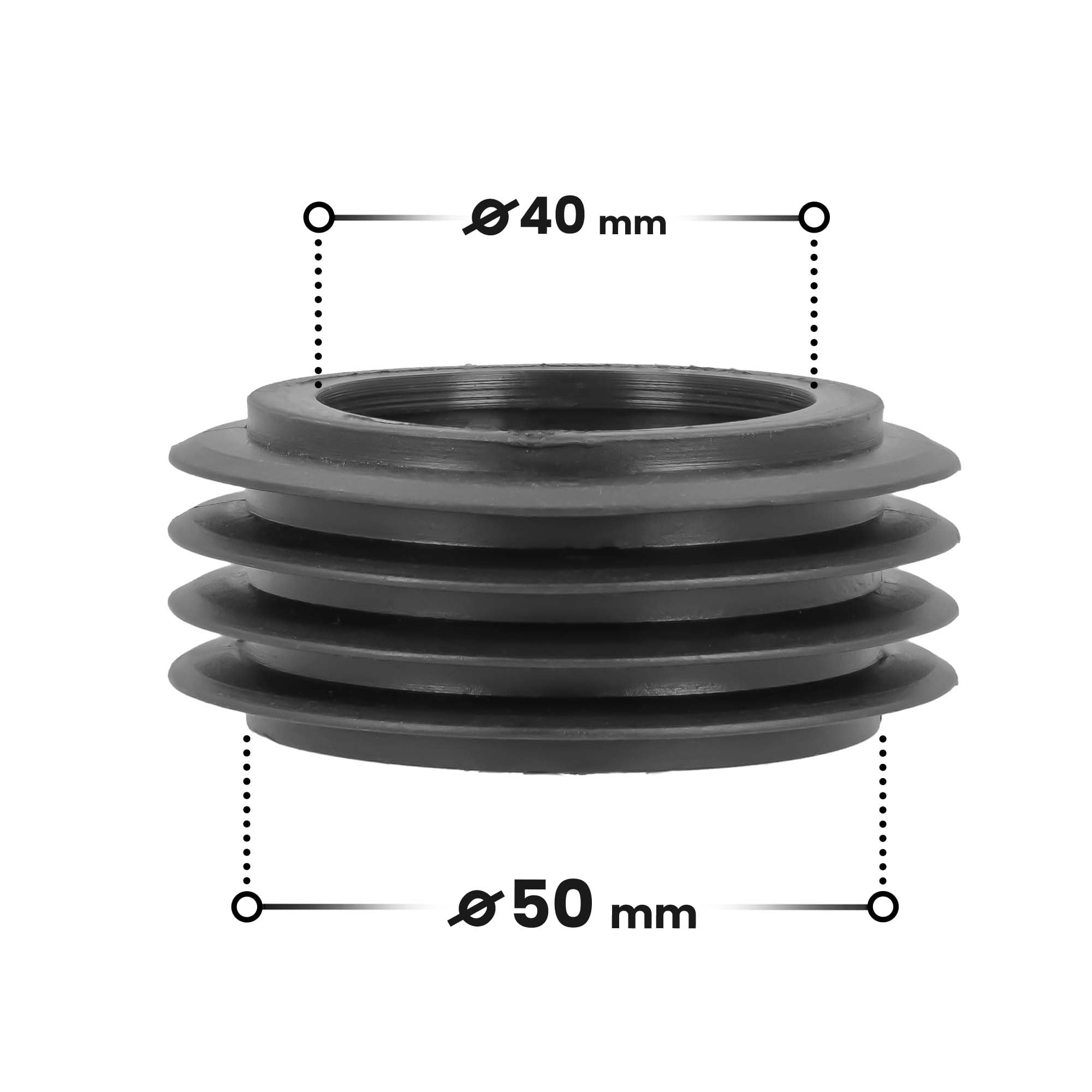 Millto™ Riduttore in Gomma a Filo Interno 40 x 50 mm - Guarnizione di Collegamento per WC e Tubi di Scarico - Connettore Sanitario