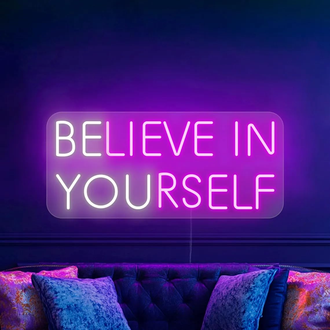 Believe in yourself neon sign, Be you signs, Motivational Quote Gym neon lights
